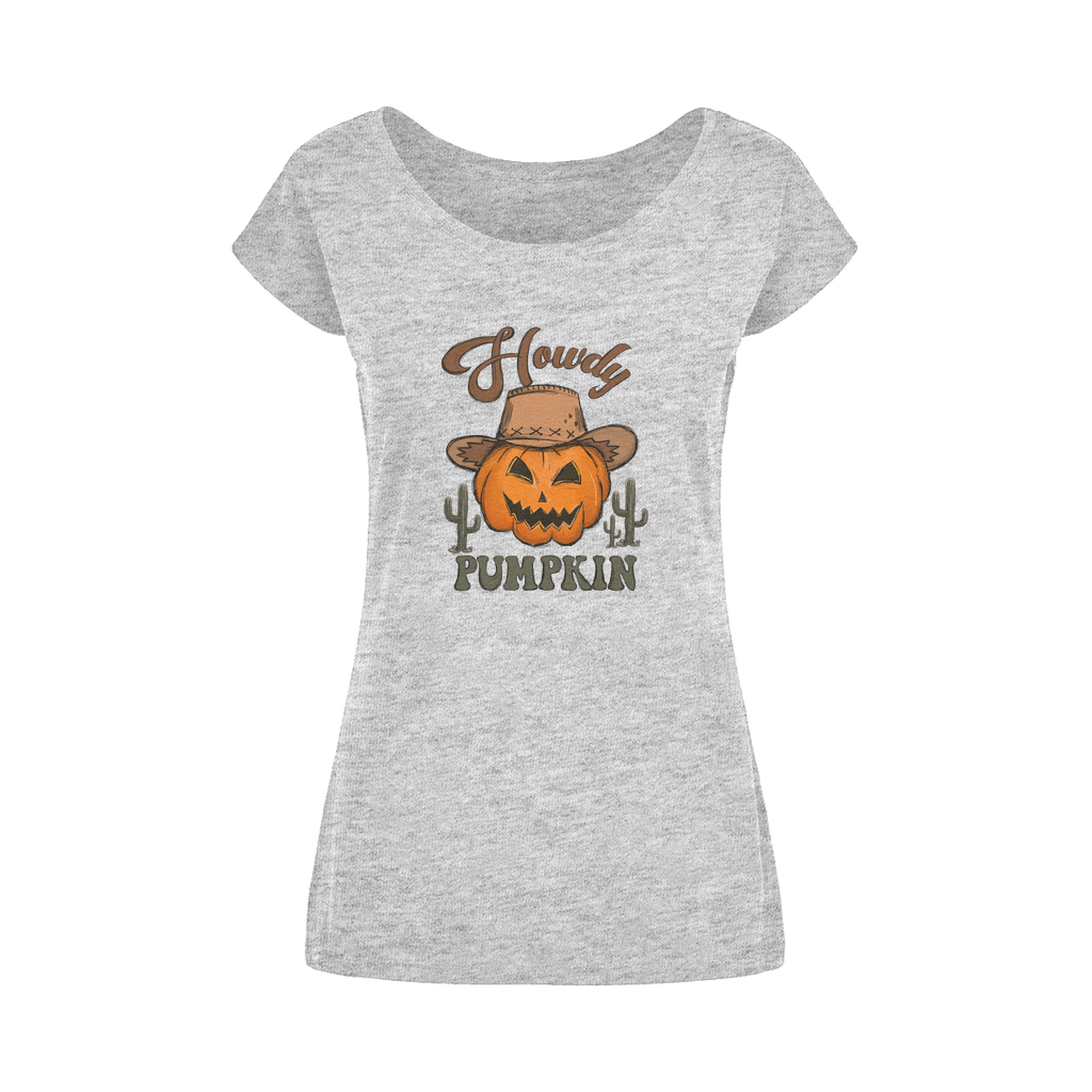 HOWDY PUMPKIN Wide Neck Womens T-Shirt XS-5XL - DirectlyPersonalised