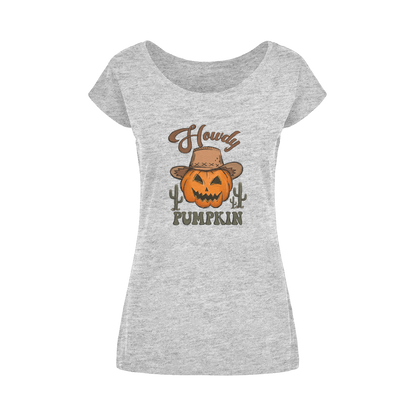 HOWDY PUMPKIN Wide Neck Womens T-Shirt XS-5XL - DirectlyPersonalised