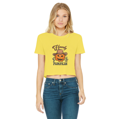 HOWDY PUMPKIN Classic Women's Cropped Raw Edge T-Shirt - DirectlyPersonalised