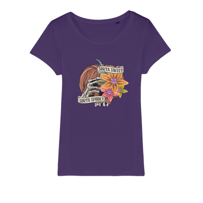 SORTA SWEET - SORTA SPOOKY Organic Jersey Womens T-Shirt - DirectlyPersonalised