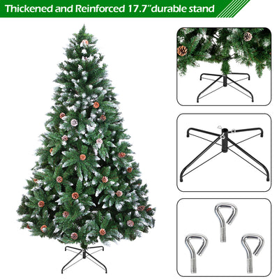 Christmas Tree 7FT 1350 Branch Flocking Spray White Tree Plus Pine Cone