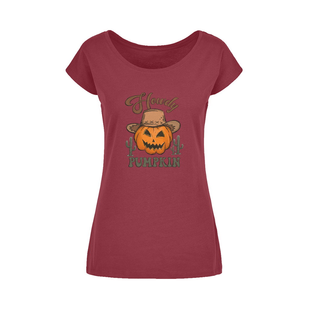 HOWDY PUMPKIN Wide Neck Womens T-Shirt XS-5XL - DirectlyPersonalised