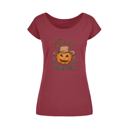 HOWDY PUMPKIN Wide Neck Womens T-Shirt XS-5XL - DirectlyPersonalised