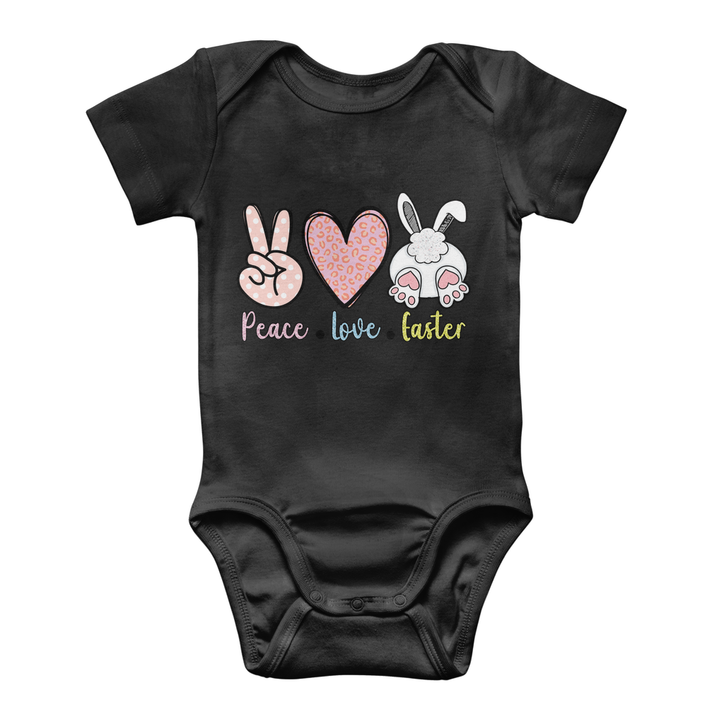 PEACE LOVE EASTER Classic Baby Onesie Bodysuit - DirectlyPersonalised
