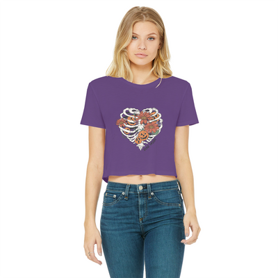 RIB CAGE Classic Women's Cropped Raw Edge T-Shirt