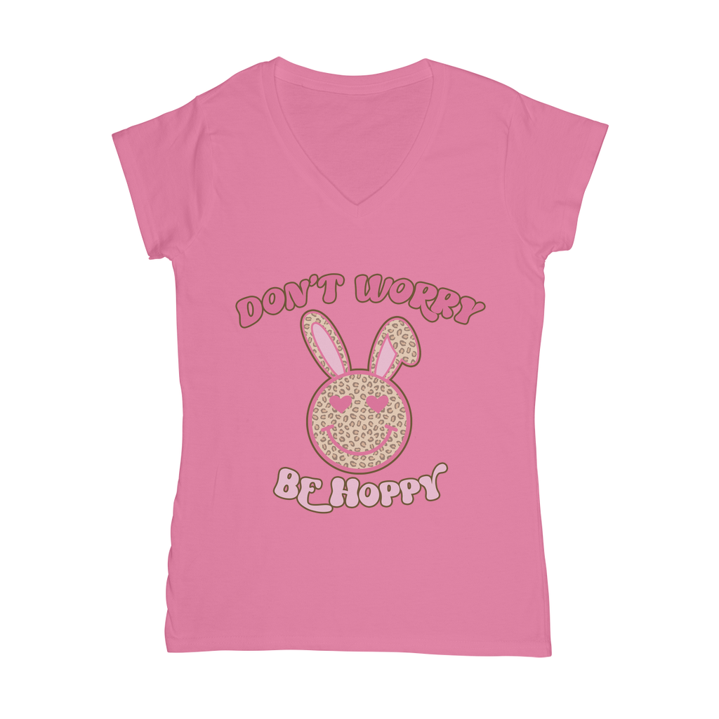 Don't worry be 'happy' Classic Women's V-Neck T-Shirt - DirectlyPersonalised