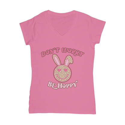 Don't worry be 'happy' Classic Women's V-Neck T-Shirt - DirectlyPersonalised