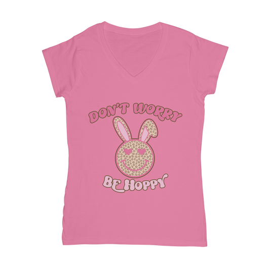Don't worry be 'happy' Classic Women's V-Neck T-Shirt - DirectlyPersonalised