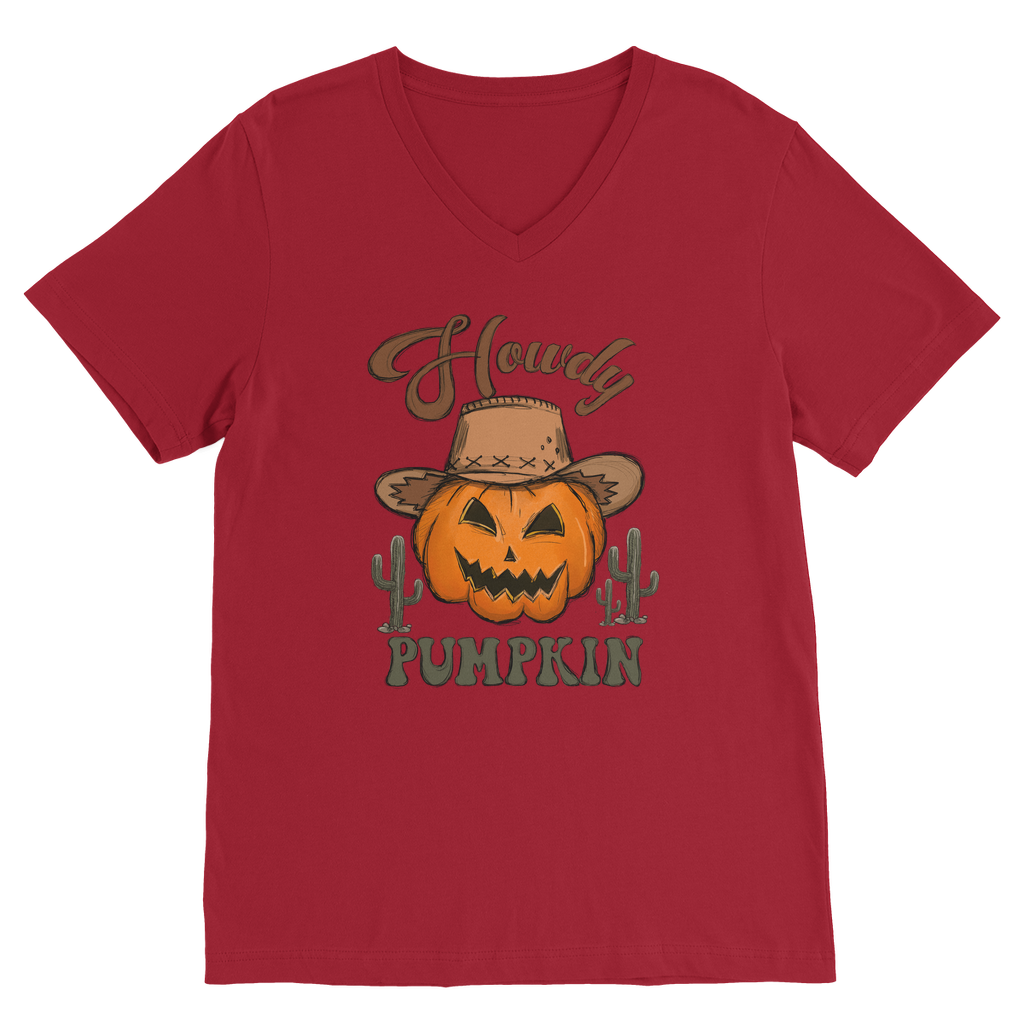 HOWDY PUMPKIN Premium V-Neck T-Shirt - DirectlyPersonalised