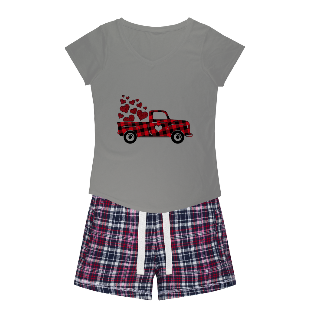 Love Truck Women's Sleepy Tee and Flannel Short - DirectlyPersonalised