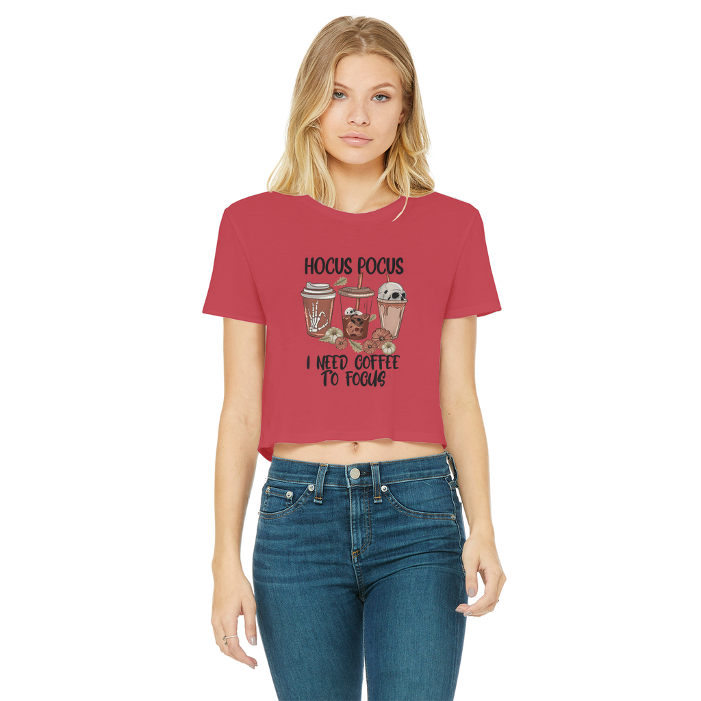 HOCUS POCUS -COFFEE DESIGN Classic Women's Cropped Raw Edge T-Shirt - DirectlyPersonalised