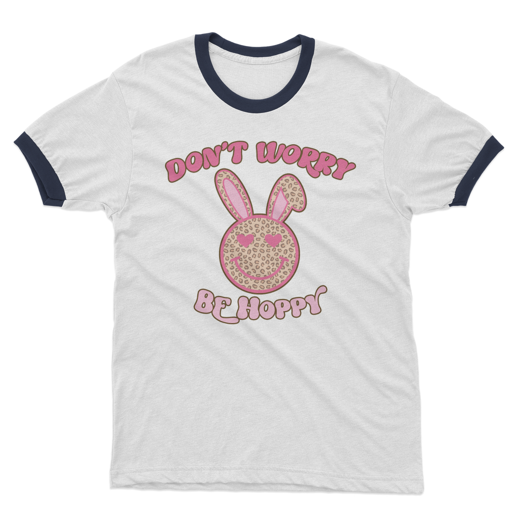 Don't worry be 'happy' Adult Ringer T-Shirt - DirectlyPersonalised