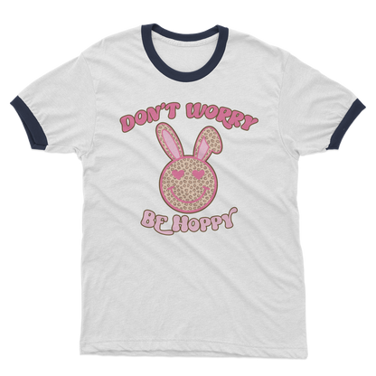 Don't worry be 'happy' Adult Ringer T-Shirt - DirectlyPersonalised
