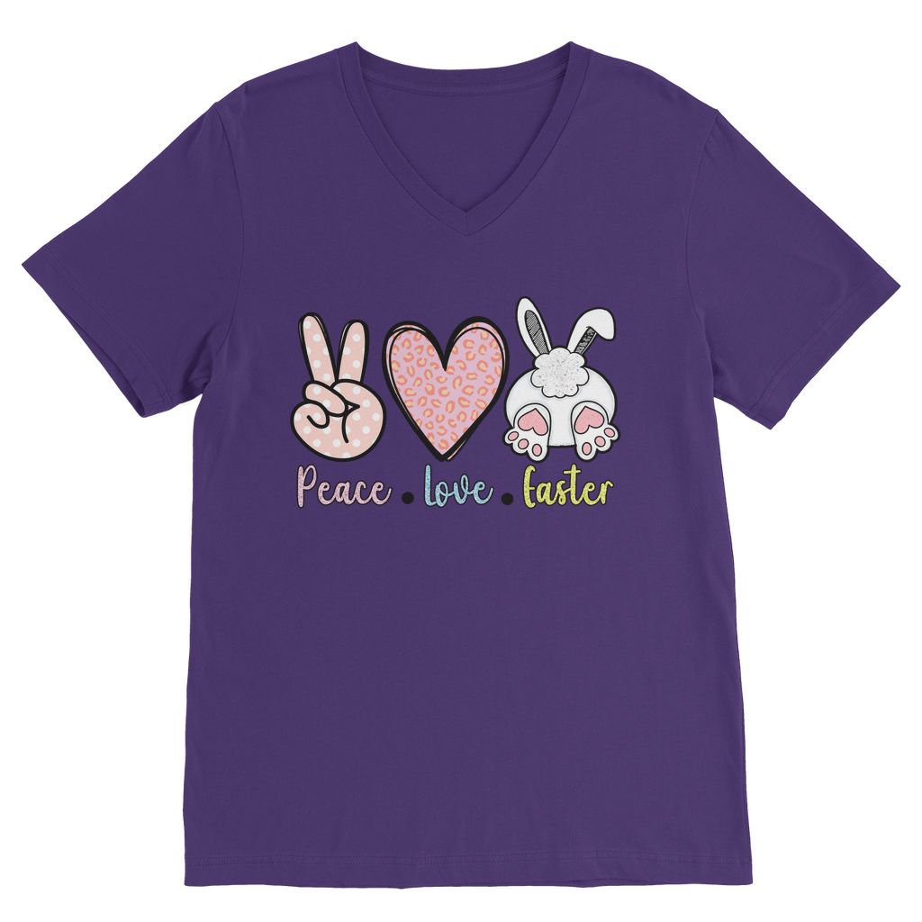 PEACE LOVE EASTER Classic V-Neck T-Shirt - DirectlyPersonalised
