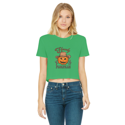 HOWDY PUMPKIN Classic Women's Cropped Raw Edge T-Shirt - DirectlyPersonalised