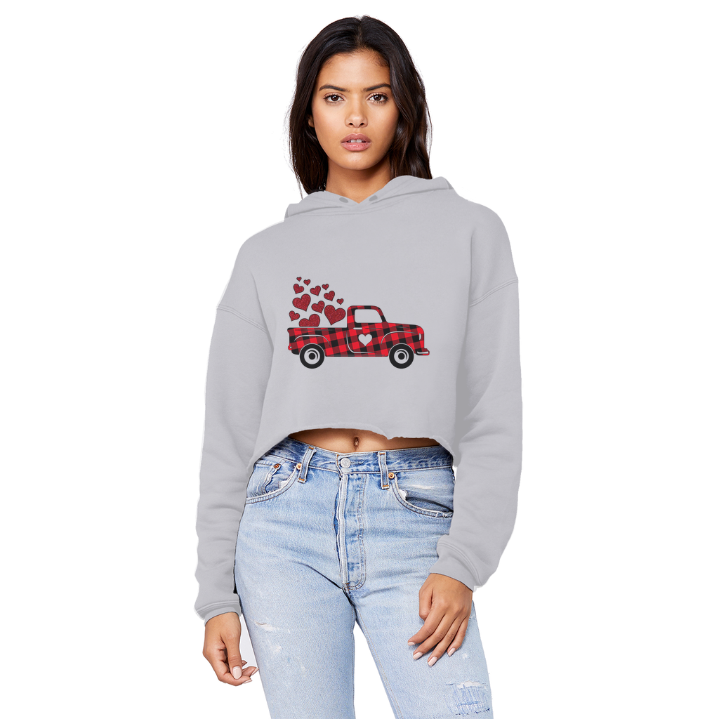 Love Truck Unisex Cropped Raw Edge Boyfriend Hoodie