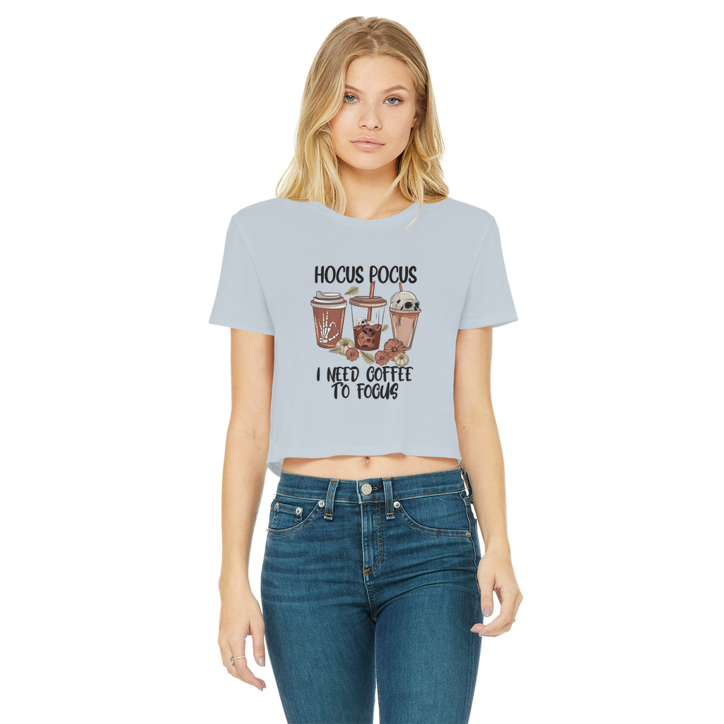 HOCUS POCUS -COFFEE DESIGN Classic Women's Cropped Raw Edge T-Shirt - DirectlyPersonalised