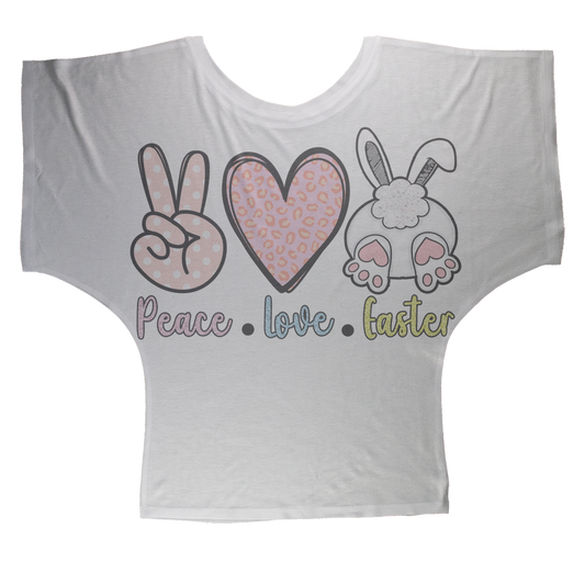 PEACE LOVE EASTER Sublimation Batwing Top - DirectlyPersonalised