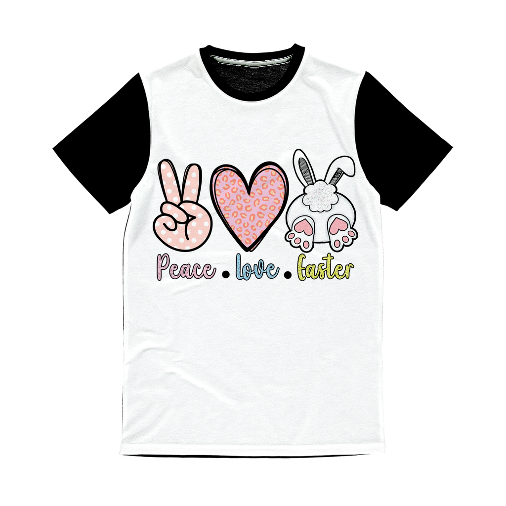 PEACE LOVE EASTER Classic Sublimation Panel T-Shirt - DirectlyPersonalised
