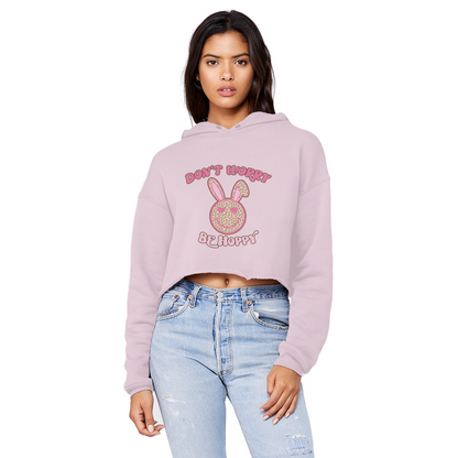 Don't worry be 'happy' Unisex Cropped Raw Edge Boyfriend Hoodie - DirectlyPersonalised