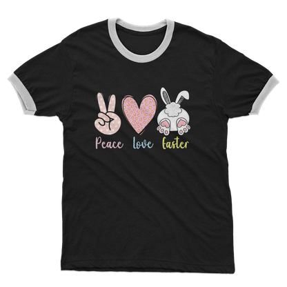 PEACE LOVE EASTER Adult Ringer T-Shirt - DirectlyPersonalised