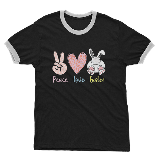 PEACE LOVE EASTER Adult Ringer T-Shirt - DirectlyPersonalised
