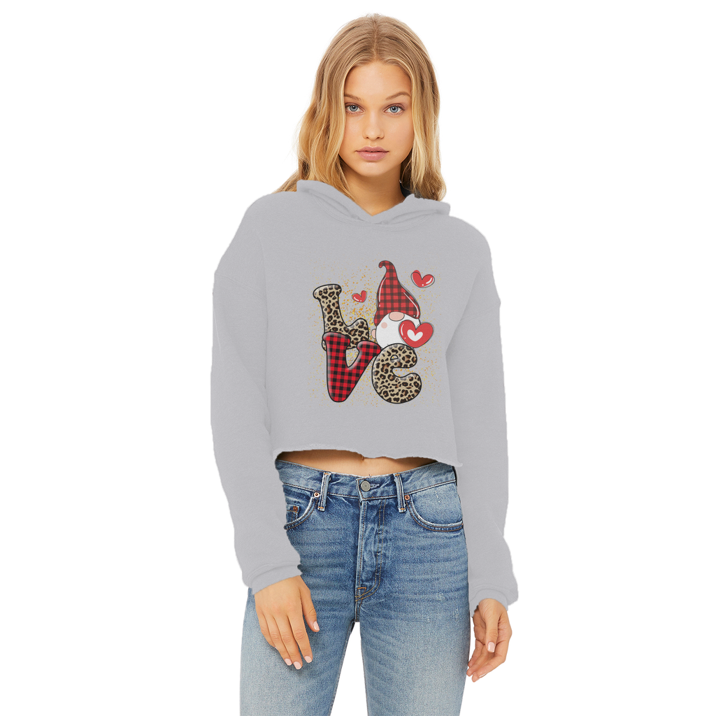 Ladies Valentine Design Ladies Cropped Raw Edge Hoodie - DirectlyPersonalised