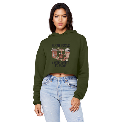 HOCUS POCUS -COFFEE DESIGN Unisex Cropped Raw Edge Boyfriend Hoodie - DirectlyPersonalised