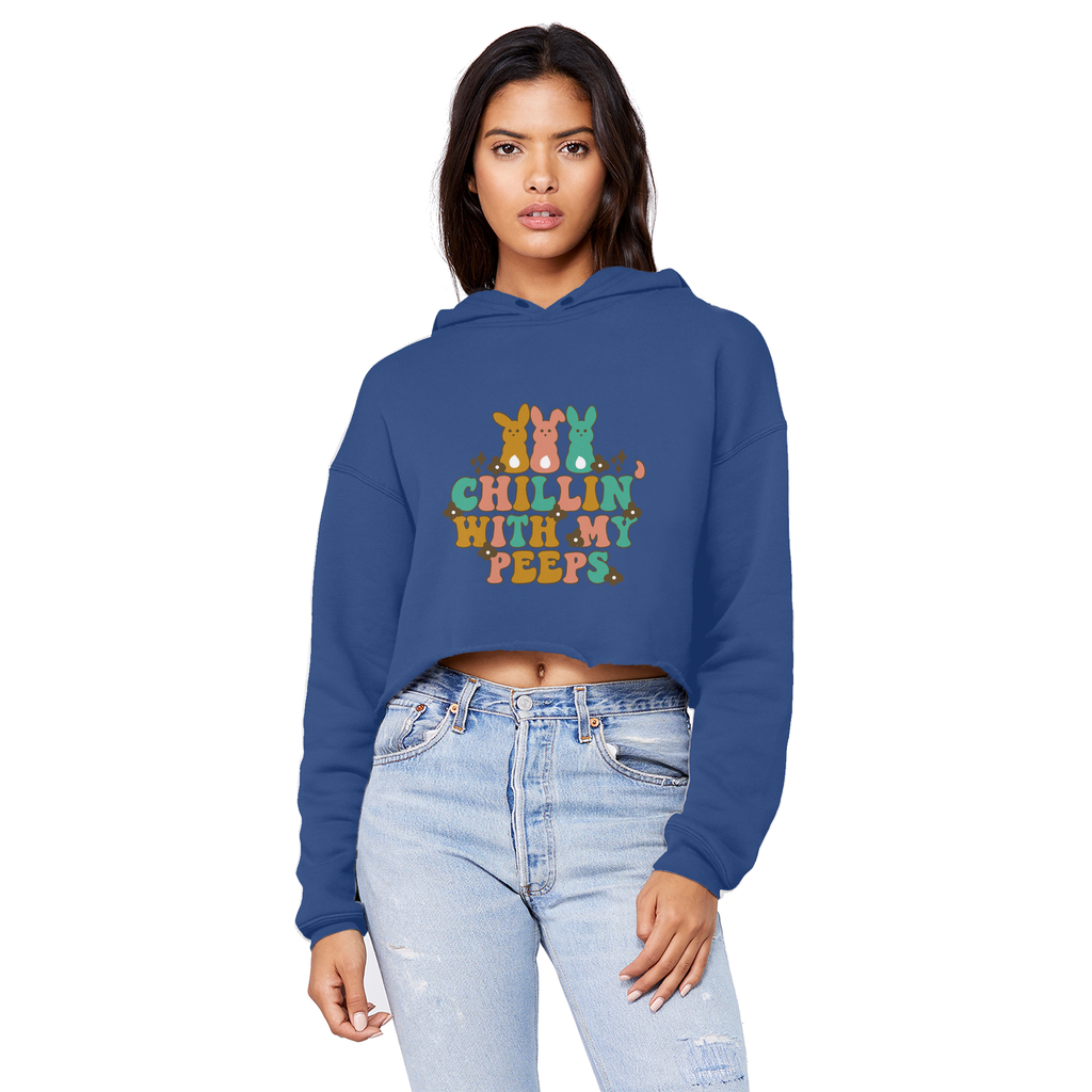 Chillin with my peeps Unisex Cropped Raw Edge Boyfriend Hoodie - DirectlyPersonalised