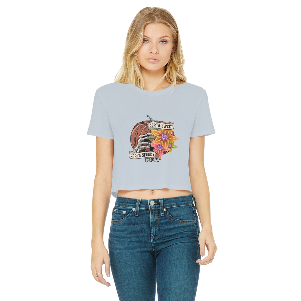 SORTA SWEET - SORTA SPOOKY Classic Women's Cropped Raw Edge T-Shirt - DirectlyPersonalised