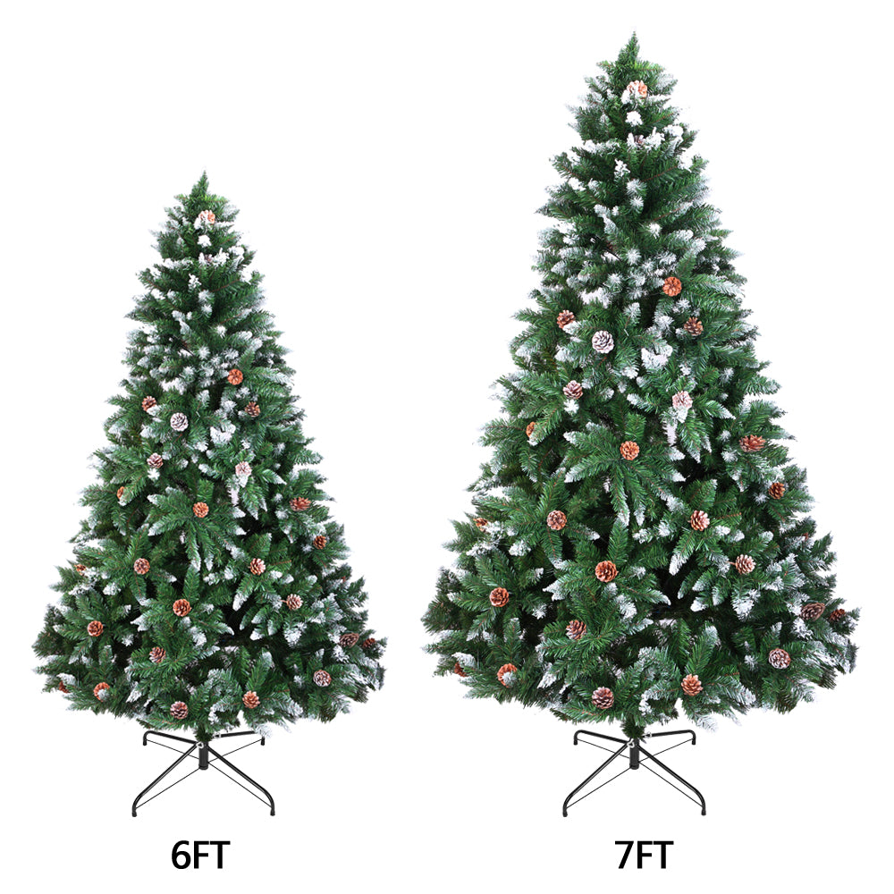 Christmas Tree 7FT 1350 Branch Flocking Spray White Tree Plus Pine Cone - DirectlyPersonalised