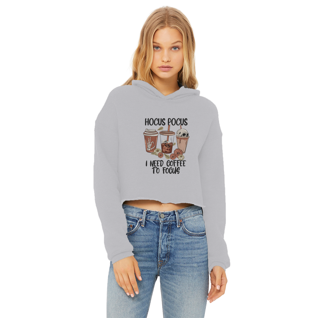HOCUS POCUS -COFFEE DESIGN Ladies Cropped Raw Edge Hoodie - DirectlyPersonalised
