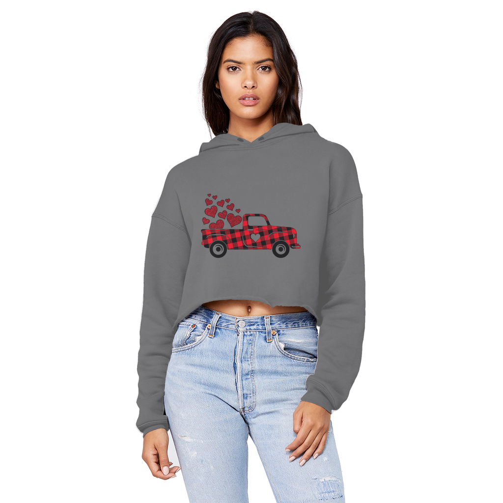 Love Truck Unisex Cropped Raw Edge Boyfriend Hoodie - DirectlyPersonalised