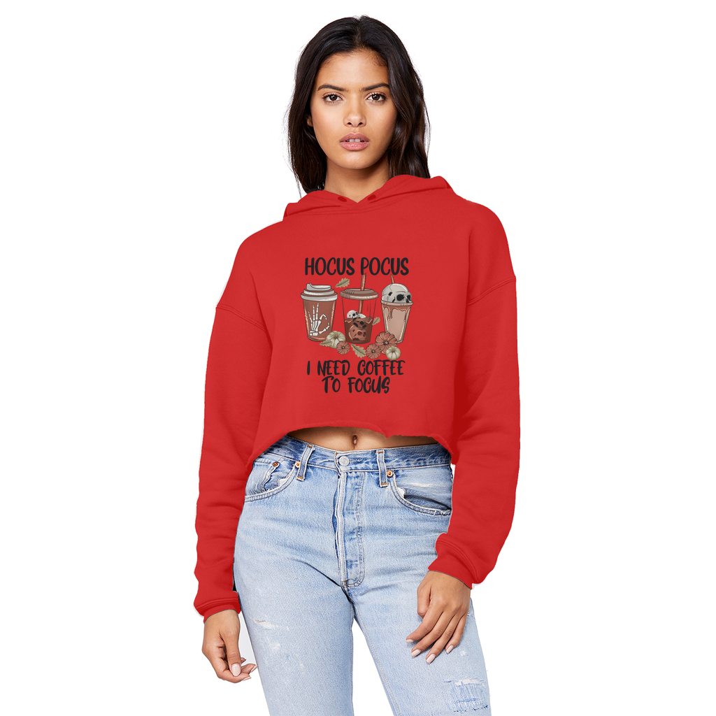 HOCUS POCUS -COFFEE DESIGN Unisex Cropped Raw Edge Boyfriend Hoodie - DirectlyPersonalised