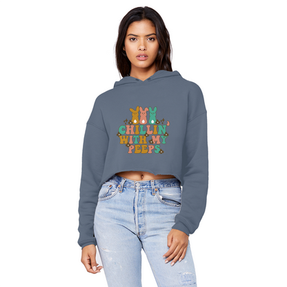 Chillin with my peeps Unisex Cropped Raw Edge Boyfriend Hoodie - DirectlyPersonalised