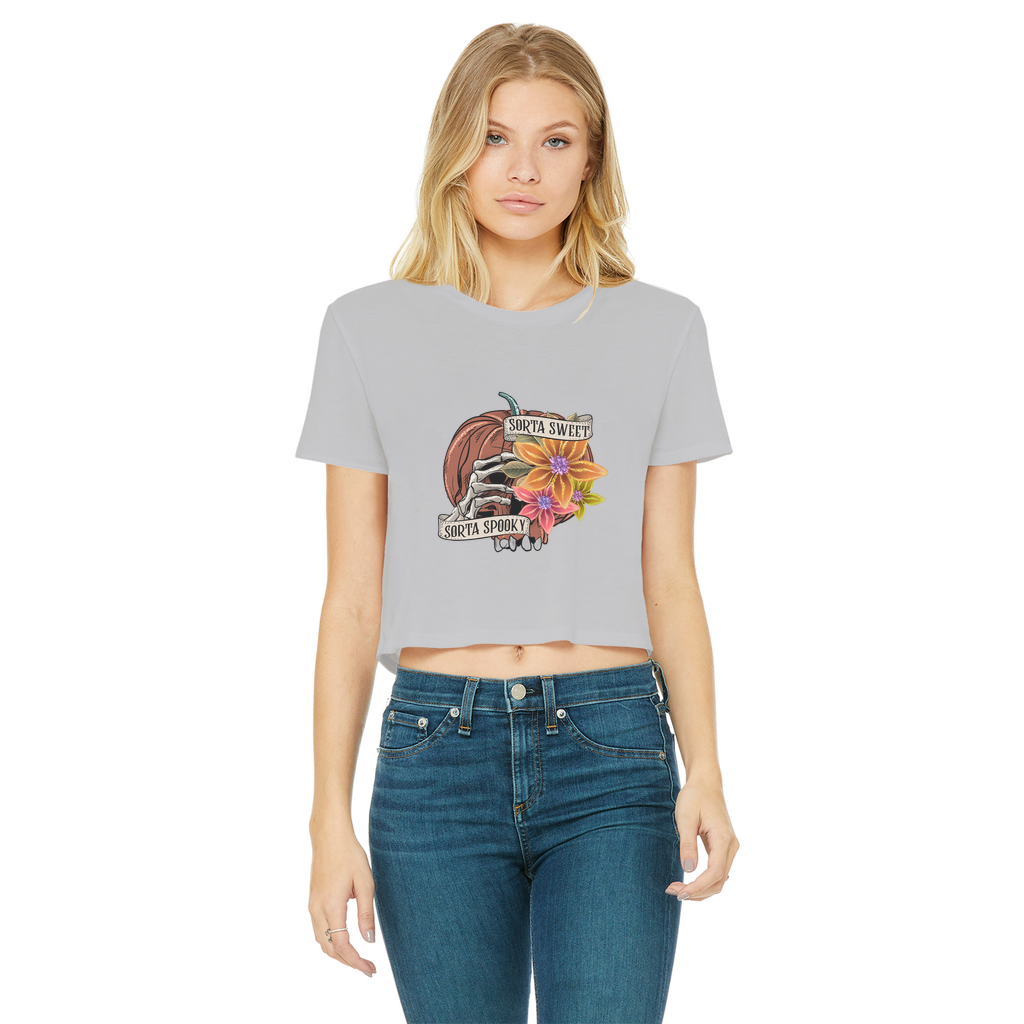 SORTA SWEET - SORTA SPOOKY Classic Women's Cropped Raw Edge T-Shirt - DirectlyPersonalised