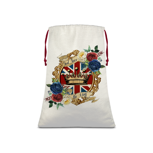 GOD SAVE THE KING Sublimation Linen Drawstring Sack - DirectlyPersonalised
