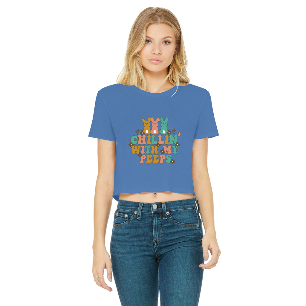 Chillin with my peeps Classic Women's Cropped Raw Edge T-Shirt - DirectlyPersonalised