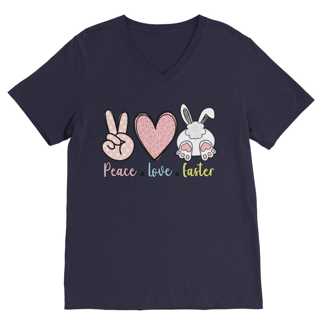 PEACE LOVE EASTER Classic V-Neck T-Shirt - DirectlyPersonalised