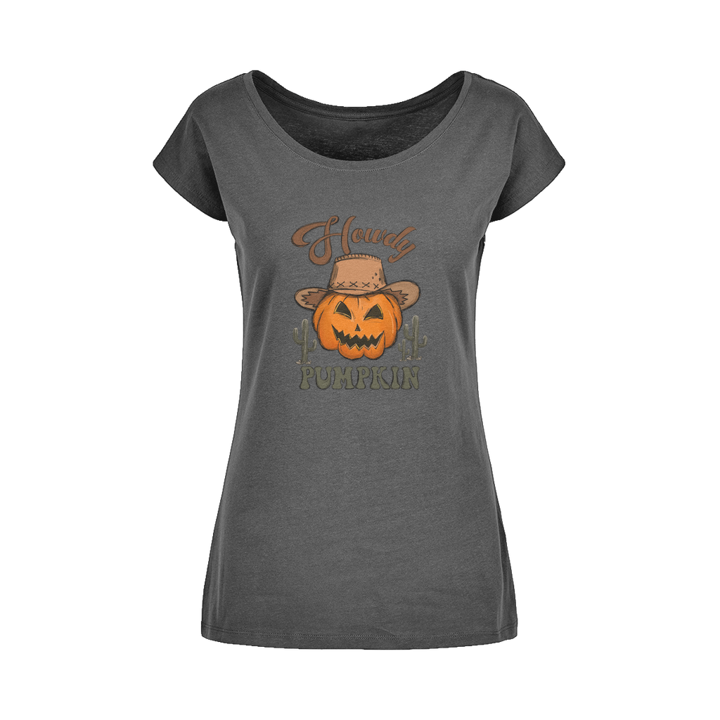 HOWDY PUMPKIN Wide Neck Womens T-Shirt XS-5XL - DirectlyPersonalised