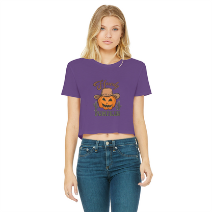 HOWDY PUMPKIN Classic Women's Cropped Raw Edge T-Shirt - DirectlyPersonalised