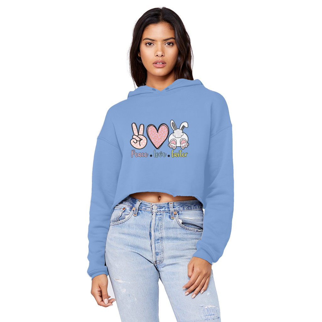 PEACE LOVE EASTER Unisex Cropped Raw Edge Boyfriend Hoodie - DirectlyPersonalised