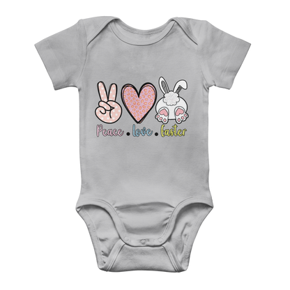 PEACE LOVE EASTER Classic Baby Onesie Bodysuit - DirectlyPersonalised