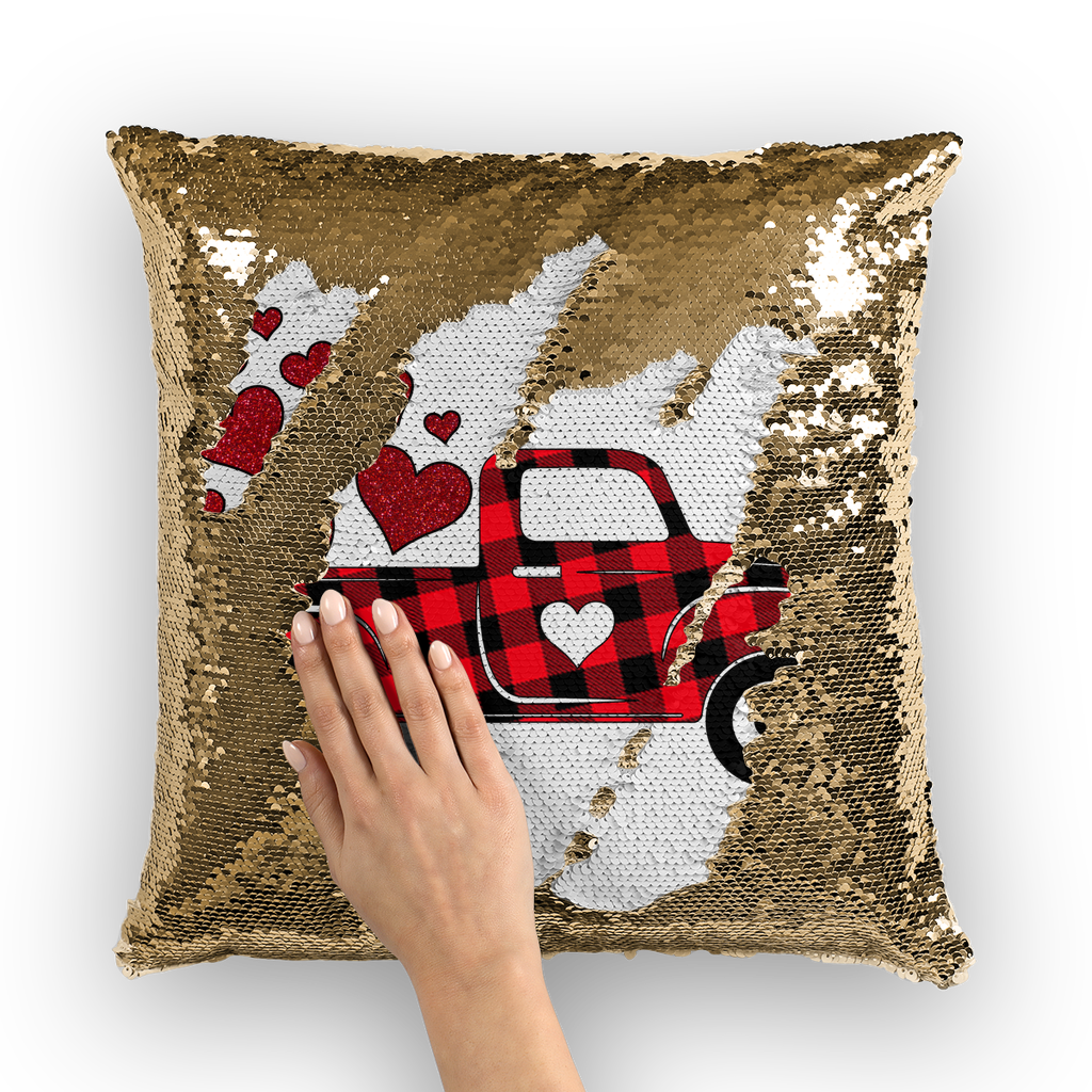 Love Truck Sequin Cushion Cover - DirectlyPersonalised