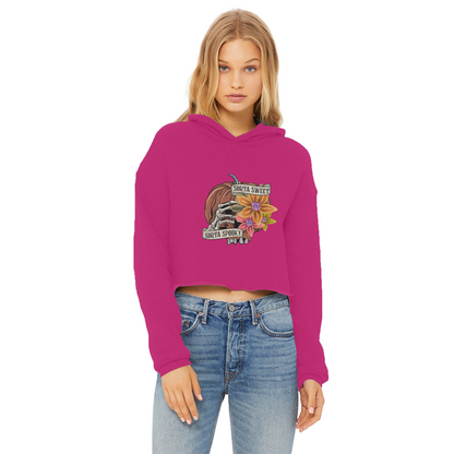 SORTA SWEET - SORTA SPOOKY Ladies Cropped Raw Edge Hoodie - DirectlyPersonalised