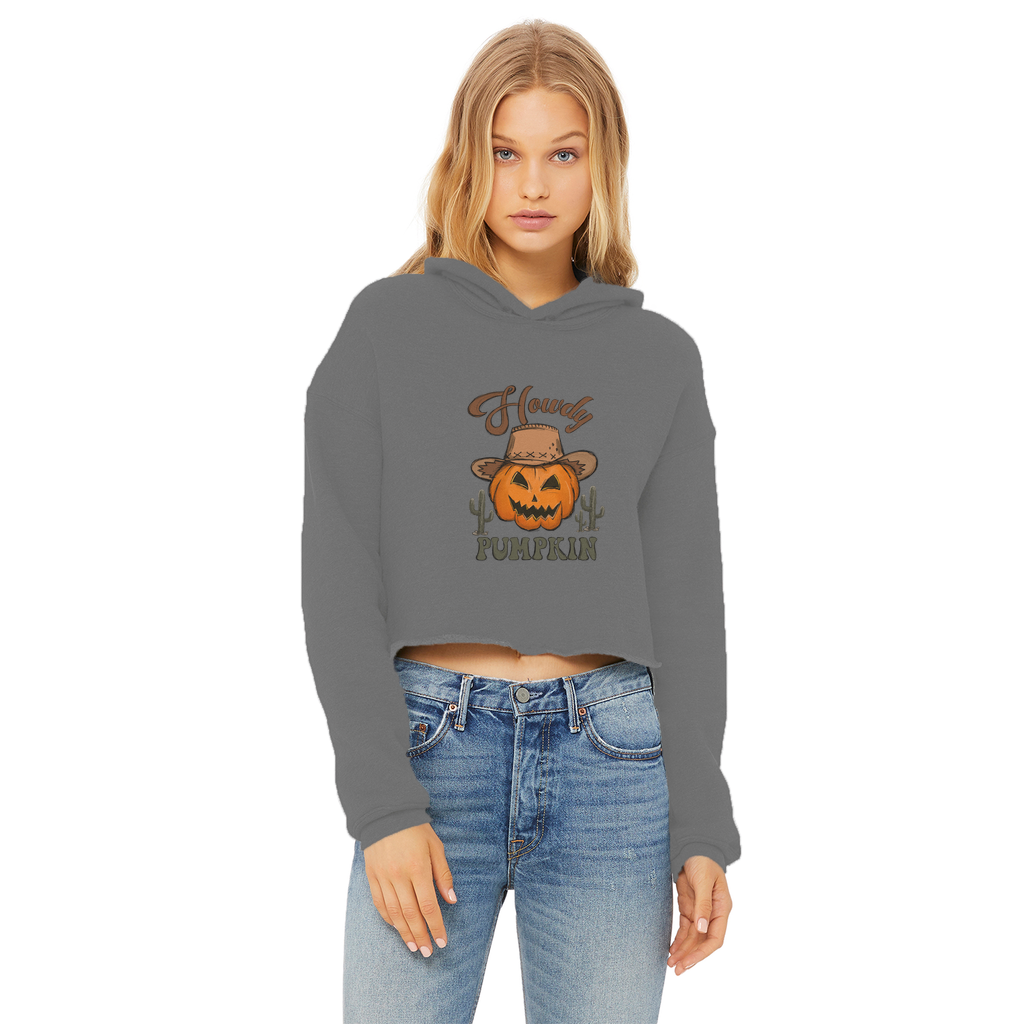 HOWDY PUMPKIN Ladies Cropped Raw Edge Hoodie - DirectlyPersonalised