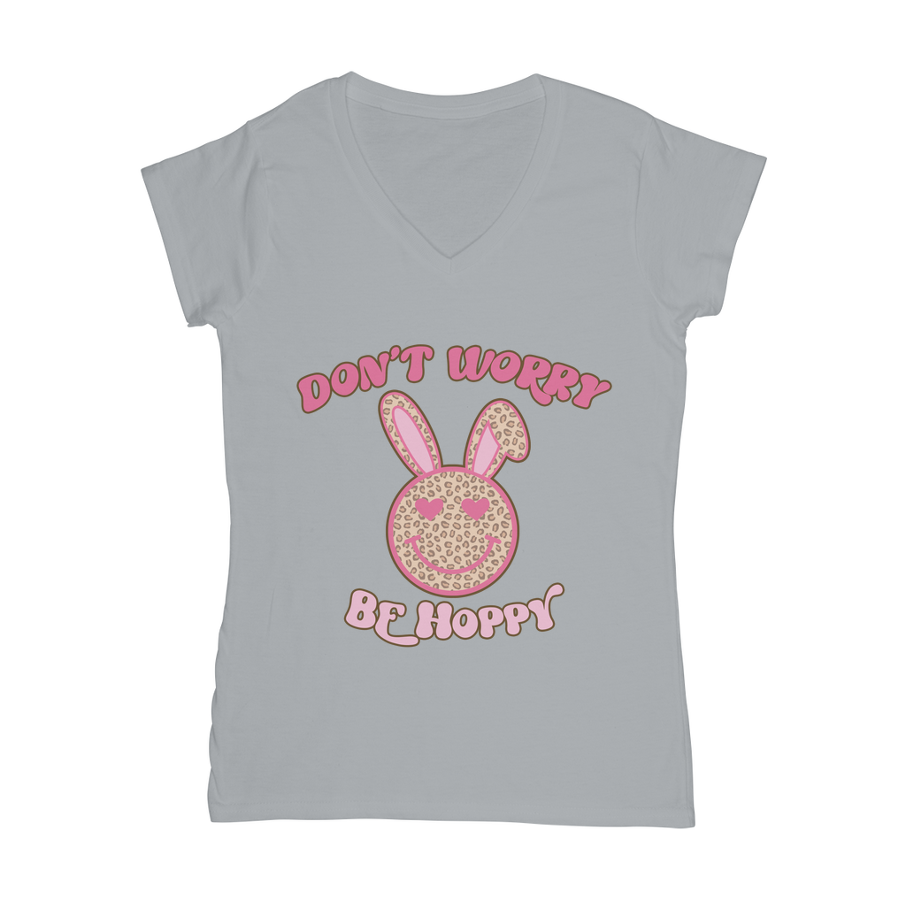 Don't worry be 'happy' Classic Women's V-Neck T-Shirt - DirectlyPersonalised
