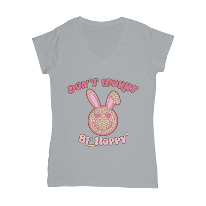 Don't worry be 'happy' Classic Women's V-Neck T-Shirt - DirectlyPersonalised