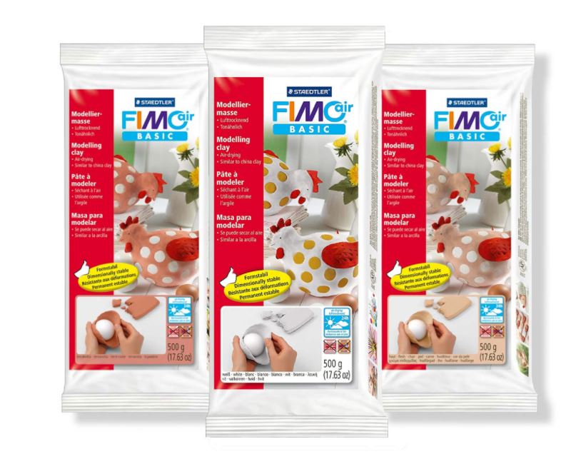 Fimo Air Drying Clay 1 KG, 500g, Modelling Potters Clay White, Terracotta, Flesh Pink