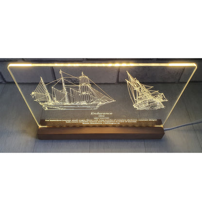 The Endurance Ship Engraved LED Lamp Stand - As Seen on BBC - Shackleton's Ship - DirectlyPersonalised